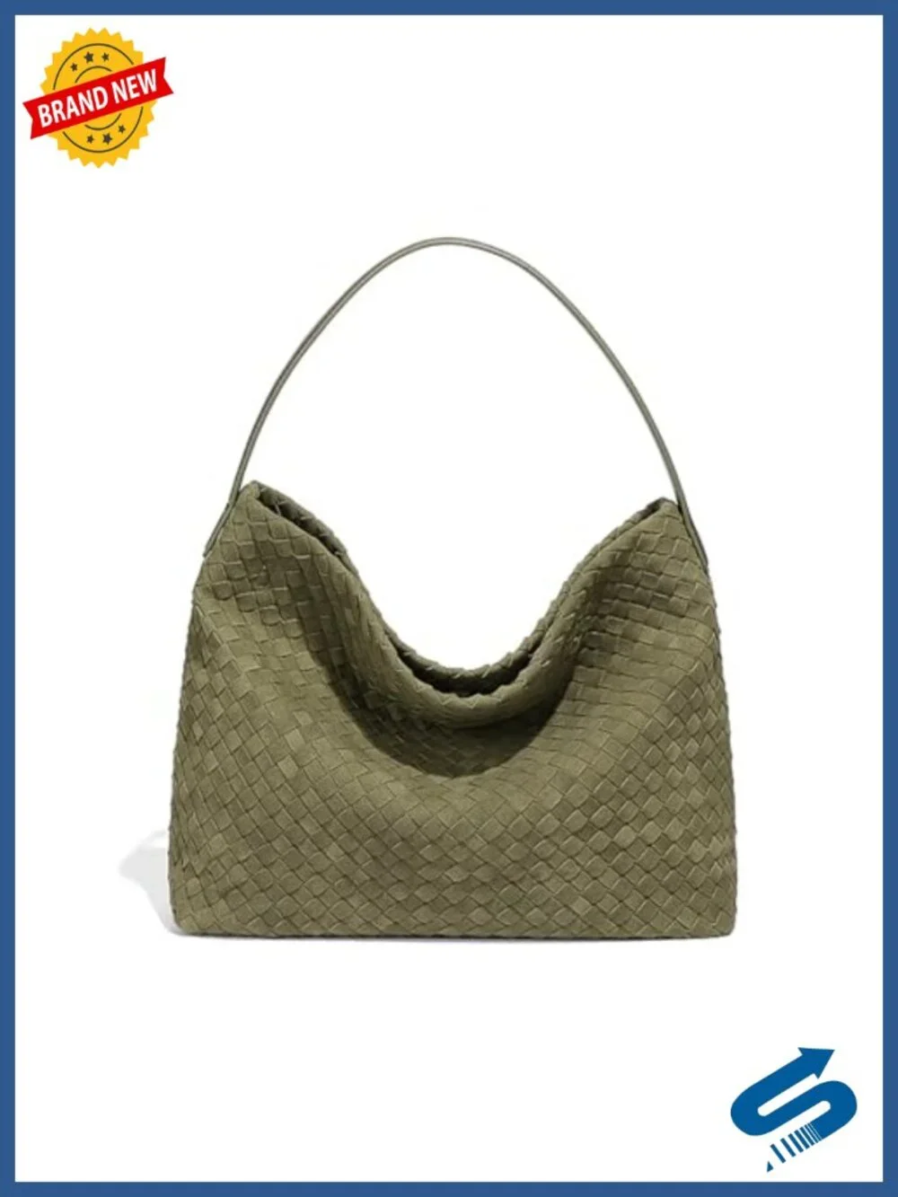 Woven Suede Hobo Bag Crossbody Tote Shoulder Bag Leather Handle Lightweight